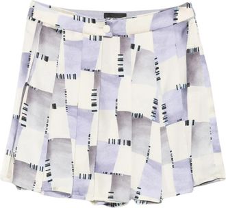 Emporio Armani Culotte van satijn met ruitprint - Dames - Korte rokken - Veelkleurig - M - Satijn - Rokken