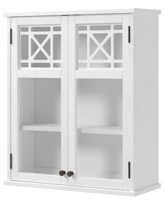 Alaterre Derby 27In Wall Mounted Bath Storage Cabinet With Glass Cabinet Doors