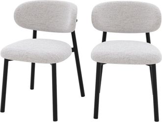 Rendez-Vous D&eacute;co Rendez-vous D&eacute;co - Set De 2 Sillas En Tela Jaspeada Gris Claro Y Patas De Metal Negro - Nao