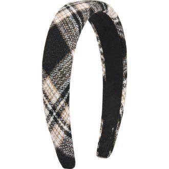 Tasha Plaid Headband in Black/Brown Plaid at Nordstrom