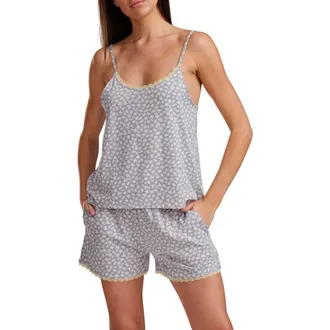 Splendid Cami and Boxer Pajama Set in Greyfloraltoss at Nordstrom, Size X-Small