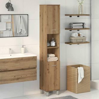 Berkfield Home Bathroom Cabinet Artisan Oak 30x30x179 cm Engineered Wood in Brown | Size: 30 x 30 x 179 cm