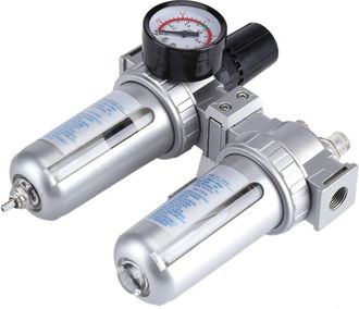 OEM Filtro Regulador De Aire, Regulador De Presi&oacute;n De Aire Comprimido De Aleaci&oacute;n De Aluminio De 3/8, Filtro Separador De Aceite (plateado)