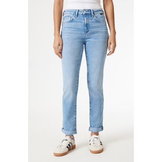 Mavi Kathleen Mid Rise Slim Boyfriend Jeans in Light Blue Feather Blue at Nordstrom, Size 25 28