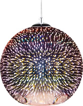 Beliani L&aacute;mpara De Techo Colgante Bola De Cristal De Cobre Efecto De Luz Difusa Decoraci&oacute;n Moderna Sala De Estar Sessera