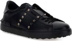 Valentino Garavani Mens Black Calf Leather Bos Taurus Athletic Sneakers