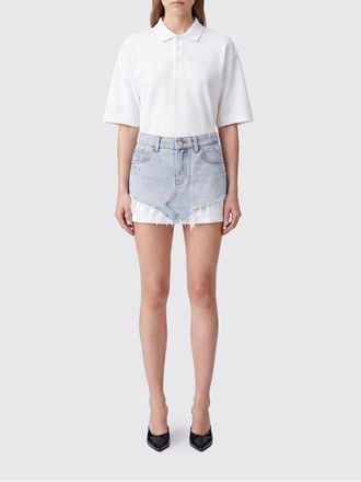 Alexander Wang Bicolor Double-Layer Cotton Mini Shirtdress with Classic Collar