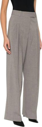 By Malene Birger Cymbaria Wide Broeken - Dames - Wijde Broeken - Grijs - 3XS - Leer - Broeken