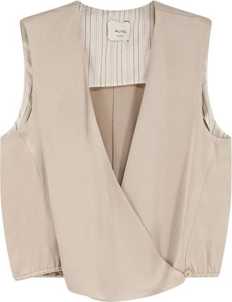 Alysi Satin Incrociato Top - Dames - Gillet - Beige - 2XS - Kostuums