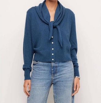 Fifteen Twenty Wren Scarf Cardigan In Medium Blue