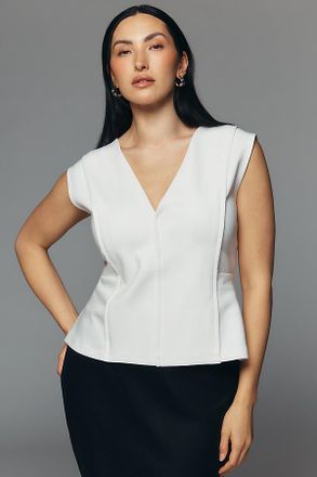 Maeve Sleeveless Structured V-Neck Top