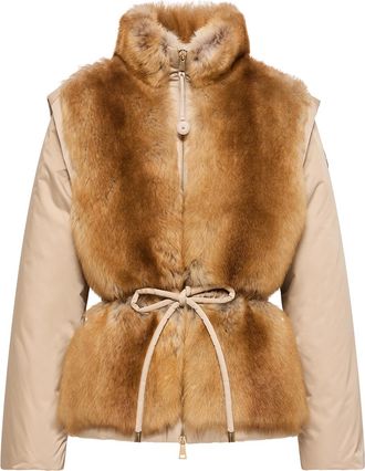 Moncler Moncler Blaireau 2-in-1 Shearling Down Jacket, Women, Beige, Size: 1
