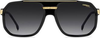 Carrera 60mm Rectangular Flat Top Sunglasses in Black Gold/Dark Grey Sf at Nordstrom