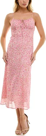 Socialite Bias Cut Midi Sundress in Ivory Pink Ditsy at Nordstrom Rack, Size X-Large