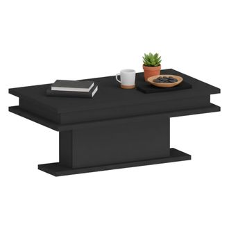 Dmora Mesa De Centro Leon, Mesita De Sal&oacute;n, Mueble Bajo De Almacenaje, Mesa De Centro, 100x55h42 Cm, Antracita Con Luz Led, Con Embalaje Reforzado - Dmora