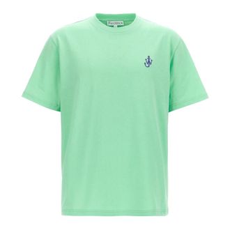 J.W.Anderson Tops, Heren, Groen, S, Katoen, Cotton Anchor Embroidery T-shirt