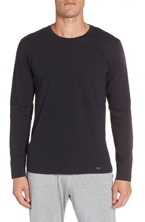 Hanro Living Cotton Crew Neck Top in Black at Nordstrom, Size X-Large