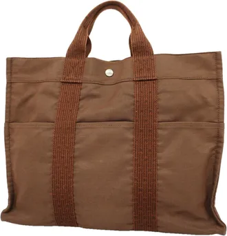 Herm&egrave;s Brown Nylon Tote Bag (Pre-Owned)