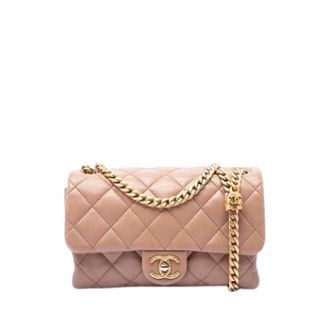 Chanel Pre-owned Classic Flap Crossbody Bag - Dames - Pre-owned - Beige - Maat: ONE Size Leer
