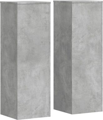 vidaXL Vidaxl - Soportes Para Plantas 2 Uds Madera Gris Hormig&oacute;n 33x33x100 Cm