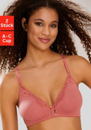 Petite Fleur Bralette-BH PETITE FLEUR, Damen, Gr. 70, Cup B, rosa (puder, terra), Spitze, Obermaterial: 90% Baumwolle, 5% Elasthan, 5% Polyamid, BHs Bralette-BH, o