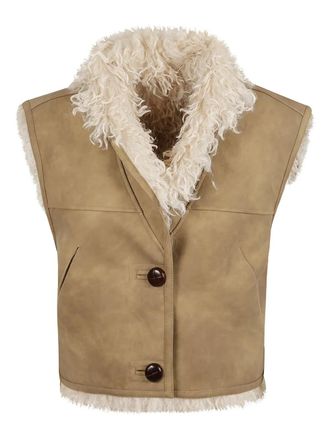 Isabel Marant trimmed sleeveless faux-fur waistcoat - Toni neutri