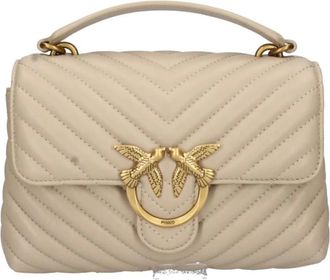Pinko Pinko, Tassen, Dames, Beige, ONE Size, Katoen, Love Lady Puff Mini