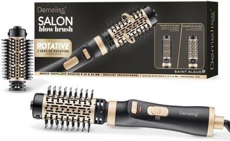 Saint Algue Cepillo Secador Rotativo - Saint Algue - Demeliss Salon Blow Brush - 1000 W - 2 Cabezales - 3 Temperaturas - Negro / Oro
