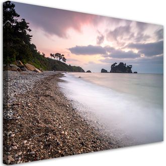 Feeby Cuadro En Lienzo, Paisaje Playa Rocosa Mar, 120x80