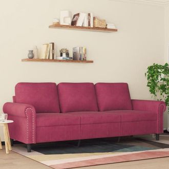 vidaXL Vidaxl - Divano a 3 Posti Rosso Vino 180 cm in Velluto