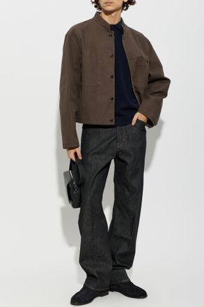 Christophe Lemaire Cotton Jacket With Stand-up Collar, Mens, Brown