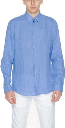 Calvin Klein Blue Linen Dress Mens Shirt