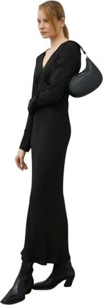 Birgitte Herskind Maxi jurk met V-hals en lange mouwen - Dames - Maxi kleedjes - Zwart - M - Kleedjes