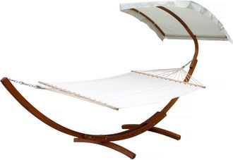 Habitat et Jardin Habitat Et Jardin - Hamaca De Madera dallas Xl - Con Lona De Algod&oacute;n Y Toldo - Crudo