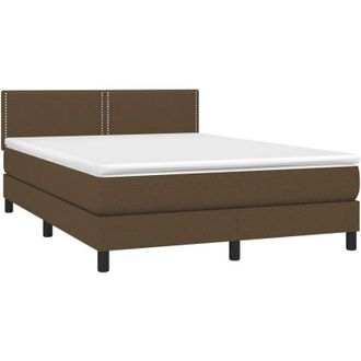 vidaXL Cama Box Spring Con Colch&oacute;n Tela Marr&oacute;n Oscuro 140x190 Cm Vidaxl