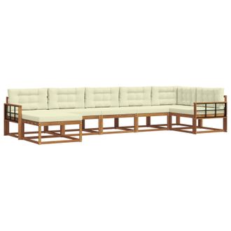 vidaXL Conjunto De Sof&aacute;s De Exterior Con Coj&iacute;n 7 Pcs Natural Y Crema Vidaxl