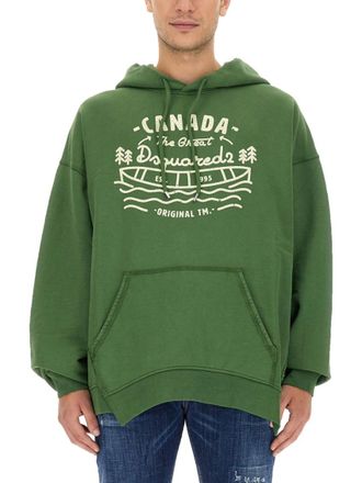 Dsquared2 Green Graphic Hood Sweatshirt