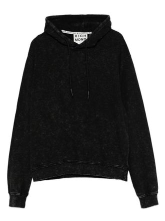 John Richmond Textured Black Hooded Sweatshirt