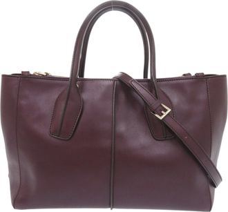 Tod's Purple Leather Handbag Shoulder Bag Tote Bag (Pre-Owned)