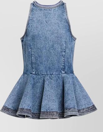 Alaia denim sleeveless peplum top