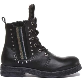 Replay Lace-up Boots, female, Black, 3 UK, Black Leather Lace-Up Ankle Boots