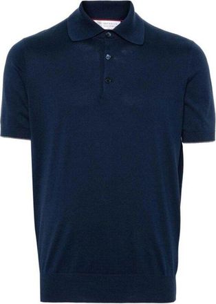 Brunello Cucinelli Prussian Blue Knit Polo Sweater, Brand Size 44 (US Size 34)
