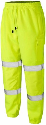 Generic Hi Vis Jogging Bottoms High Visibility Combat Cargo Thick Brush Fleece Trousers Reflective Tape Safety Work Wear Elasticated Waist Joggers Sweat Jog T