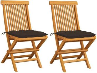 vidaXL Vidaxl - Sillas De Jard&iacute;n 2 Uds Madera De Teca Con Cojines Gris Taupe