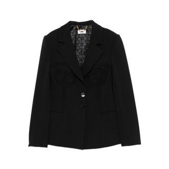 Elisabetta Franchi Blazers, female, Black, Size: 2XL Lightweight Crepe Jacket