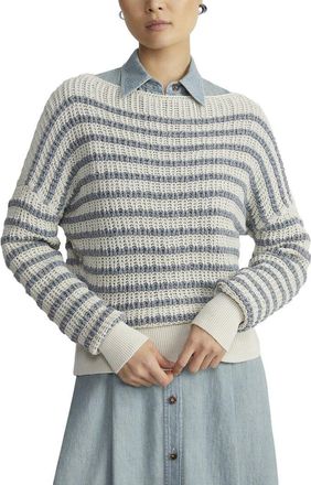 Lafayette 148 New York Stripe Dropped-Shoulder Bateau Sweater