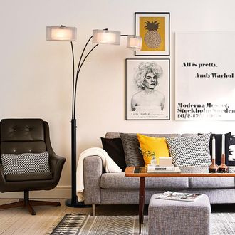 Nova of California Amarillo 3 Light Arc Floor Lamp - Matte Black