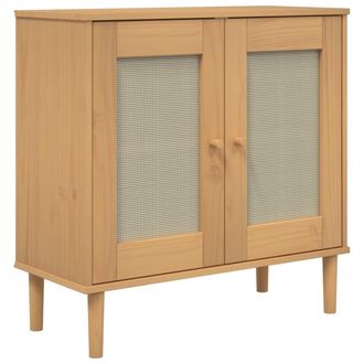 vidaXL Vidaxl - Aparador Senja Aspecto De Rat&aacute;n Madera Pino Marr&oacute;n 80x35x80 Cm