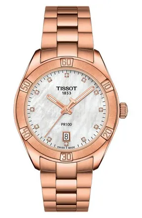 Tissot T-Classic PR100 Bracelet Watch, 36mm in White Mother Of Pearl at Nordstrom