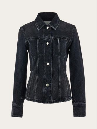 Ferragamo WomenS Black Cotton Denim Jacket, Size 42